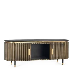 Wohnen TV Lowboard in Schwarz mit Bronze - Hayato