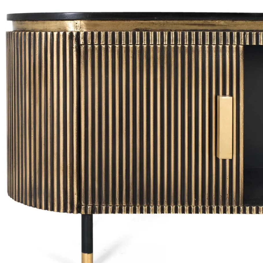 Wohnen TV Lowboard in Schwarz mit Bronze - Hayato