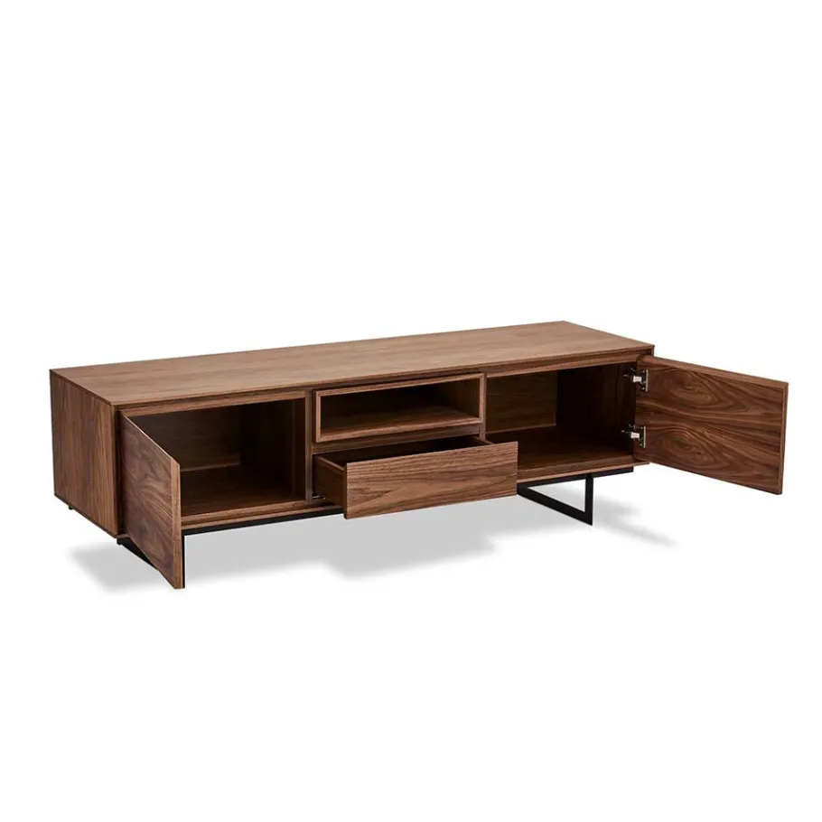 Discount Wohnen TV Lowboard in Walnussfarben Furnier - Melvue