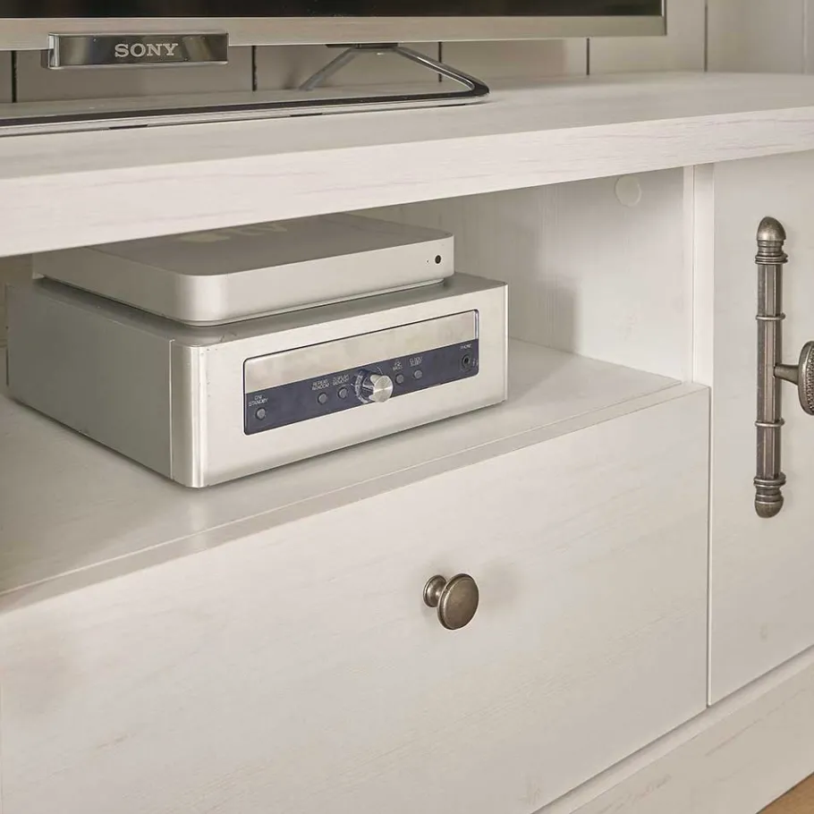 Sale Wohnen TV Lowboard in weißer Holzoptik Pinie - Liancos