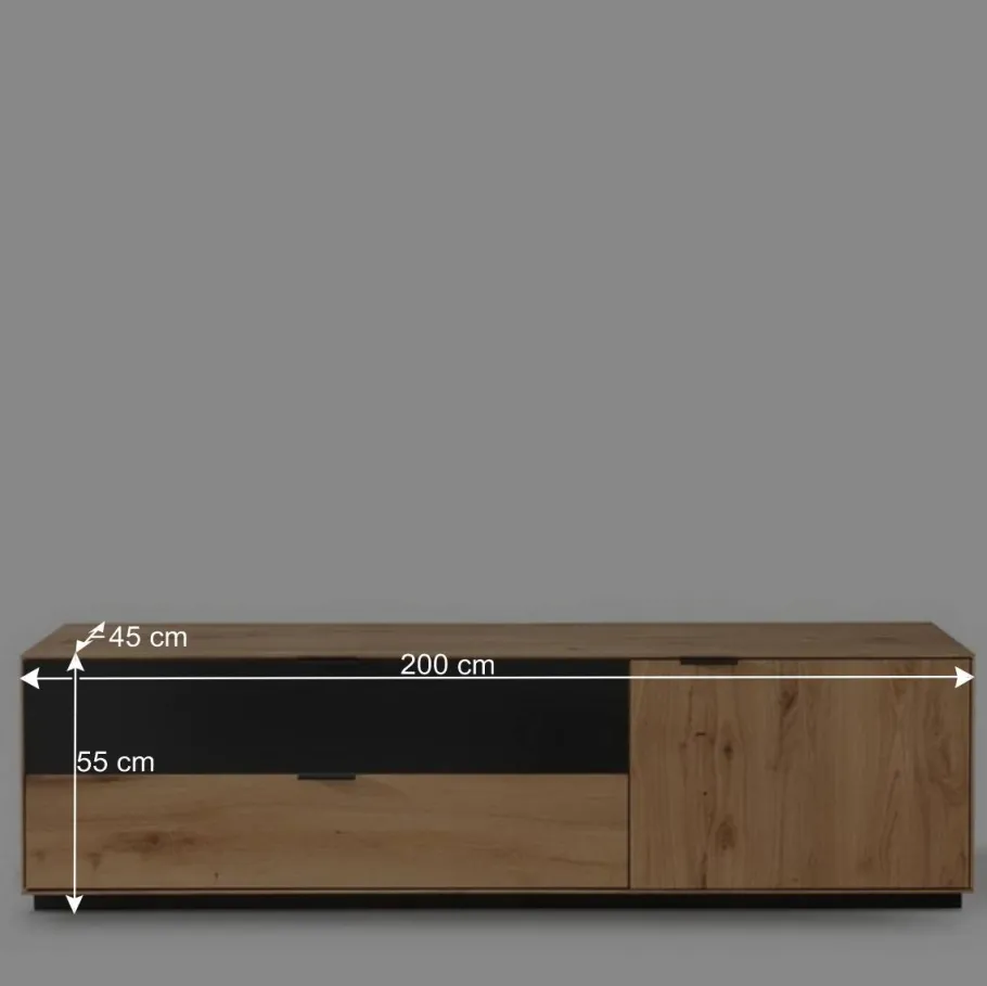 Online Wohnen TV Lowboard in Wildeiche und Anthrazit - Kantino