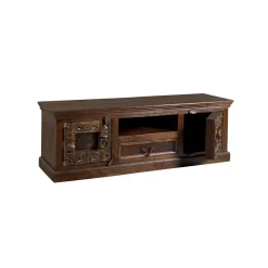 New Wohnen TV Lowboard Solapura aus Teak Massivholz