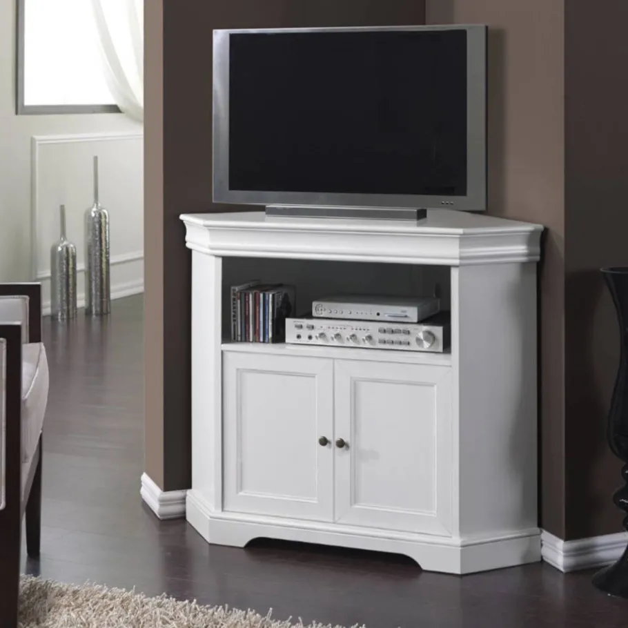 New Wohnen TV Unterschrank für Ecke in Weiß - Zarinas
