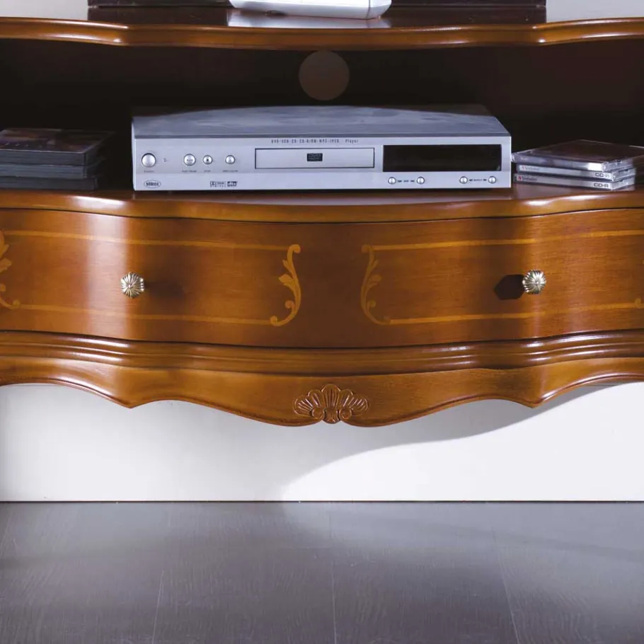 Online Wohnen TV Unterschrank im Barock Stil Dentro Nussbaumfarben