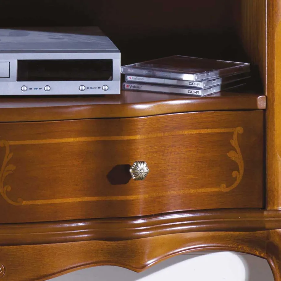 Online Wohnen TV Unterschrank im Barock Stil Dentro Nussbaumfarben