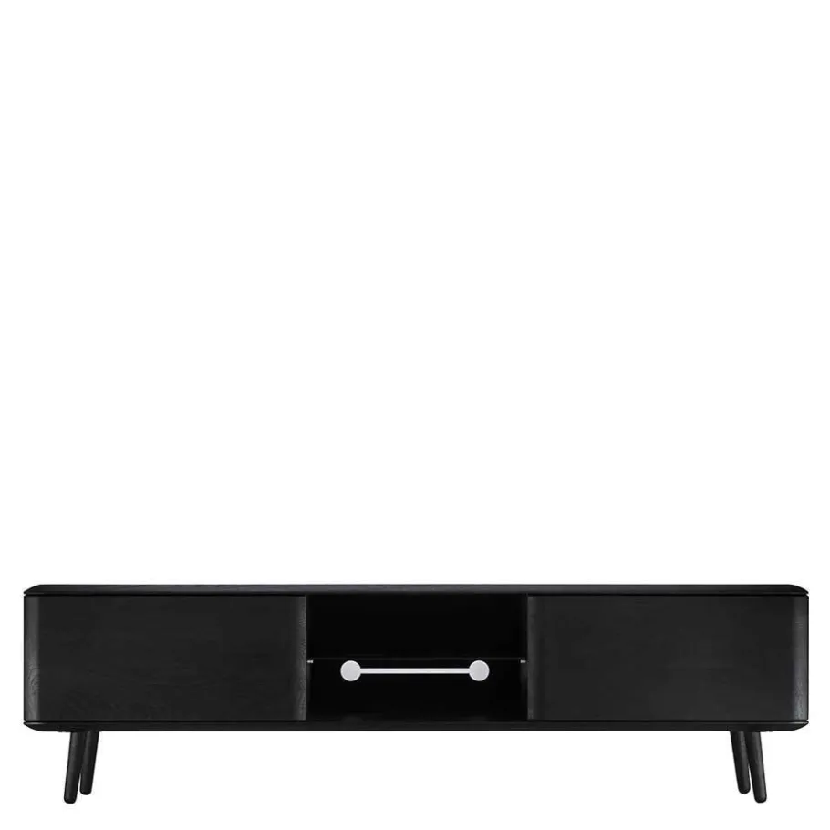 Outlet Wohnen TV Unterschrank in Schwarz aus Eiche - Arathan