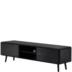 Outlet Wohnen TV Unterschrank in Schwarz aus Eiche - Arathan