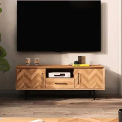 New Wohnen TV Unterschrank mit Fischgrät Design Türen - Kerfa