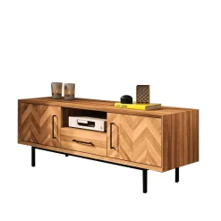 New Wohnen TV Unterschrank mit Fischgrät Design Türen - Kerfa
