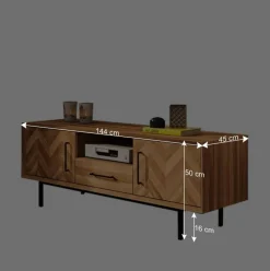 New Wohnen TV Unterschrank mit Fischgrät Design Türen - Kerfa