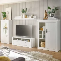 Best Wohnen TV Wohnwand in weißer Holzoptik Pinie - Liancos (vierteilig)