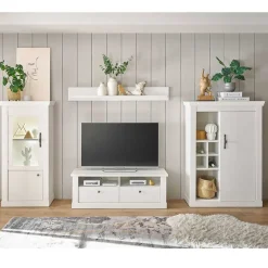 Best Wohnen TV Wohnwand in weißer Holzoptik Pinie - Liancos (vierteilig)