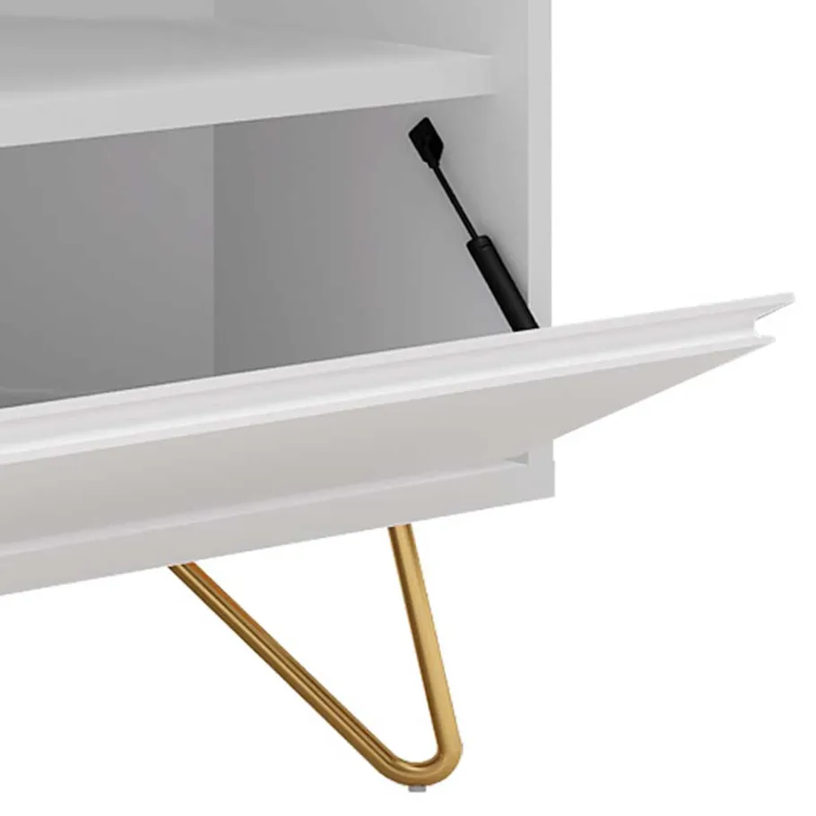 Online Wohnen TV-Board für die Ecke in Weiß & Gold - Patinca
