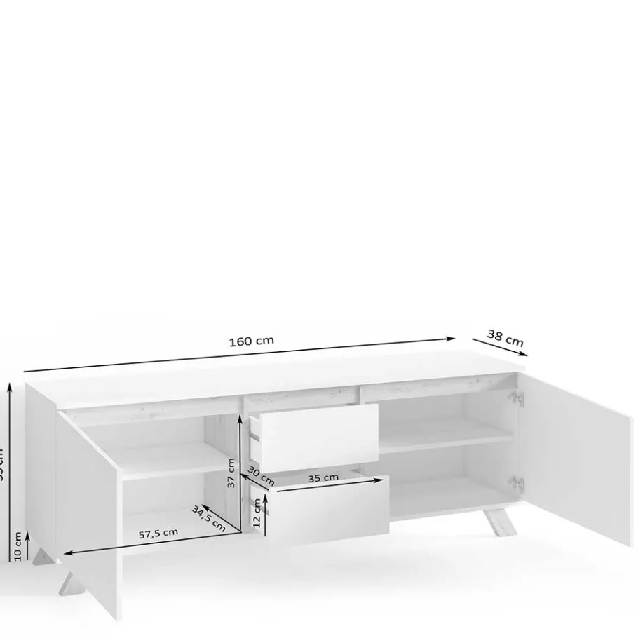 New Wohnen TV-Lowboard in Anthrazit mit Wildeiche - Operatiu