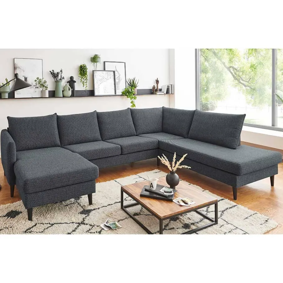 Wohnen U-Couch Wohnlandschaft in Anthrazit - Soltropa