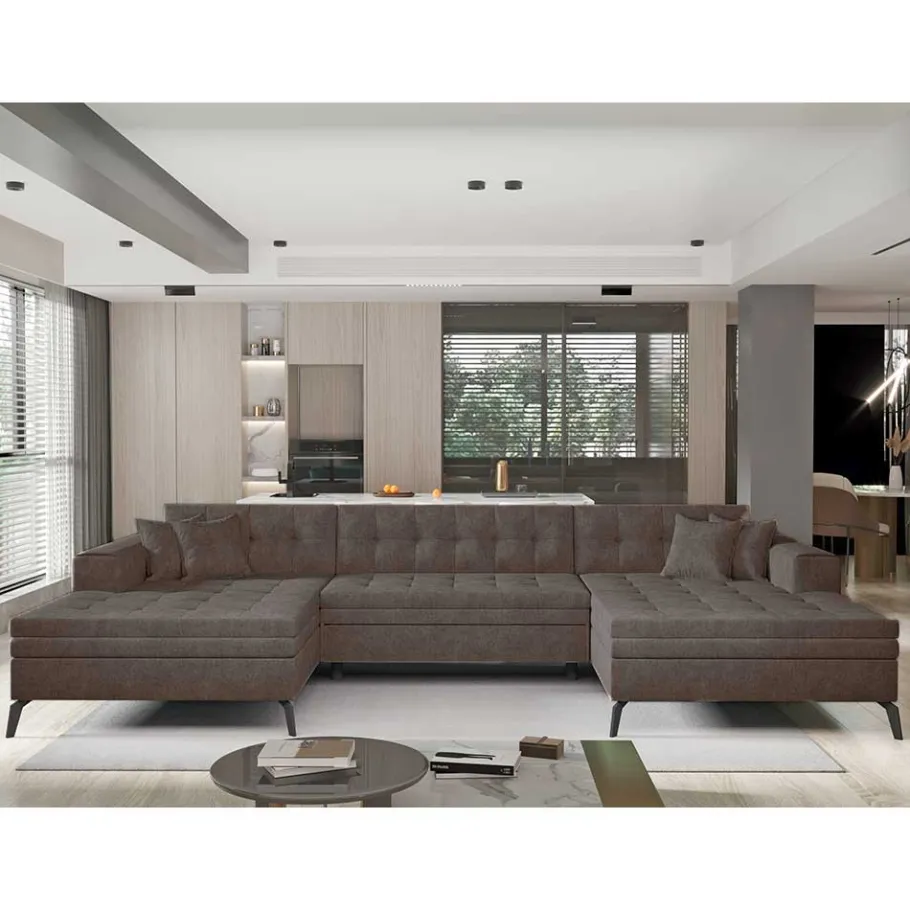New Wohnen U-Design Wohnlandschaft mit Schlaffunktion - Klevani