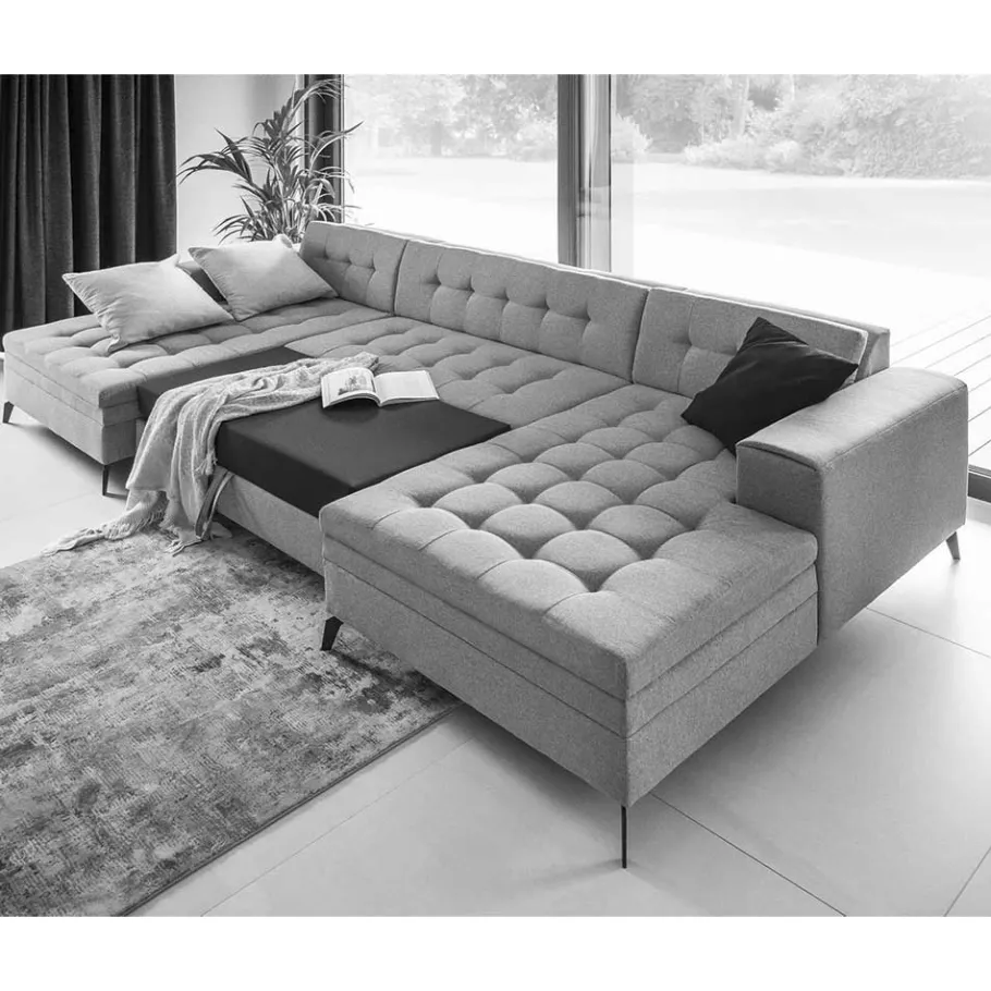 New Wohnen U-Design Wohnlandschaft mit Schlaffunktion - Klevani