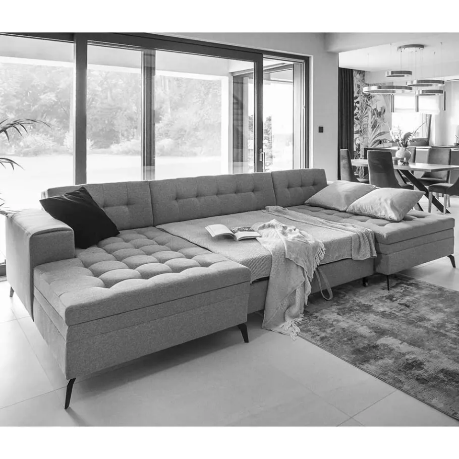 New Wohnen U-Design Wohnlandschaft mit Schlaffunktion - Klevani