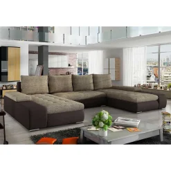 Clearance Wohnen U-Schlafcouch in Beige und Dunkelbraun - Driften