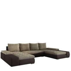 Clearance Wohnen U-Schlafcouch in Beige und Dunkelbraun - Driften