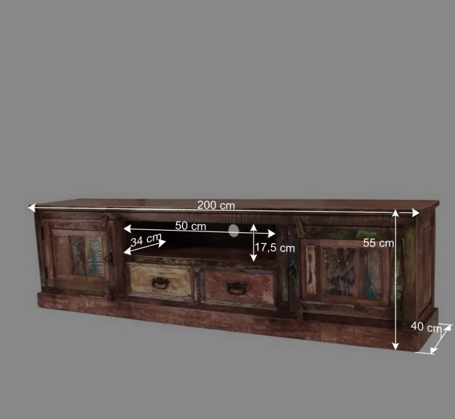 Clearance Wohnen Used Look TV Board aus Altholz Jamaica im Shabby Chic