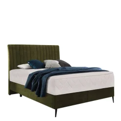 Outlet Wohnen Velours Boxspringbett in Oliv Grün - Prudenca