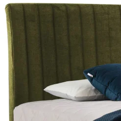 Outlet Wohnen Velours Boxspringbett in Oliv Grün - Prudenca