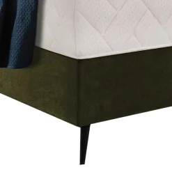 Outlet Wohnen Velours Boxspringbett in Oliv Grün - Prudenca