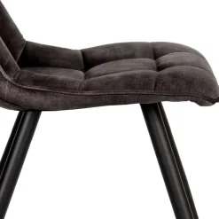 Clearance Wohnen Velours Esszimmerstuhl in Anthrazit - Zirus (2er Set)