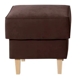 Best Wohnen Velours Hocker in Braun und Buche - Revelinda