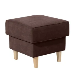 Best Wohnen Velours Hocker in Braun und Buche - Revelinda