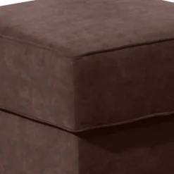 Best Wohnen Velours Hocker in Braun und Buche - Revelinda