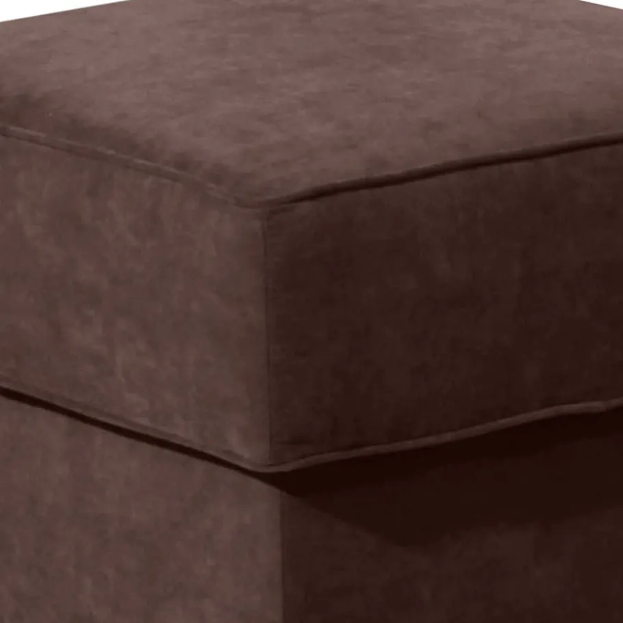 Best Wohnen Velours Hocker in Braun und Buche - Revelinda