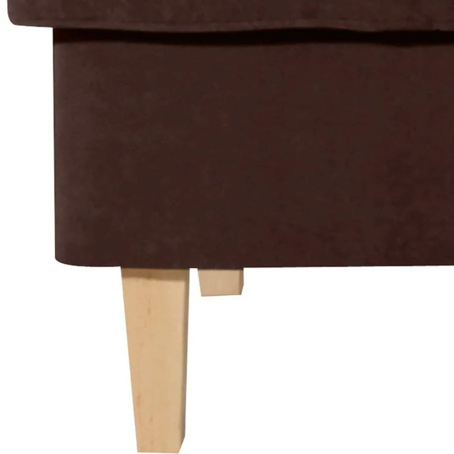 Best Wohnen Velours Hocker in Braun und Buche - Revelinda