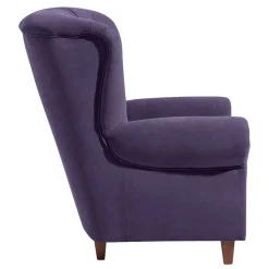New Wohnen Velours Ohrenbackensessel in Violett - Salut