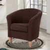 Clearance Wohnen Velours Polstersessel halbrund in Braun - Cazar
