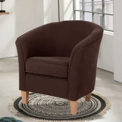 Clearance Wohnen Velours Polstersessel halbrund in Braun - Cazar