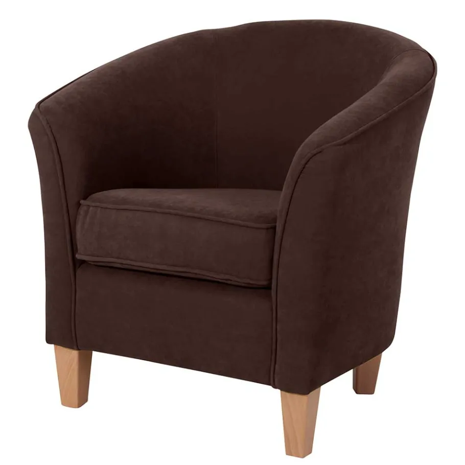 Clearance Wohnen Velours Polstersessel halbrund in Braun - Cazar