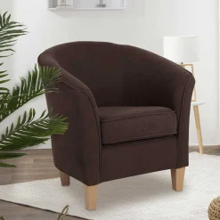 Clearance Wohnen Velours Polstersessel halbrund in Braun - Cazar