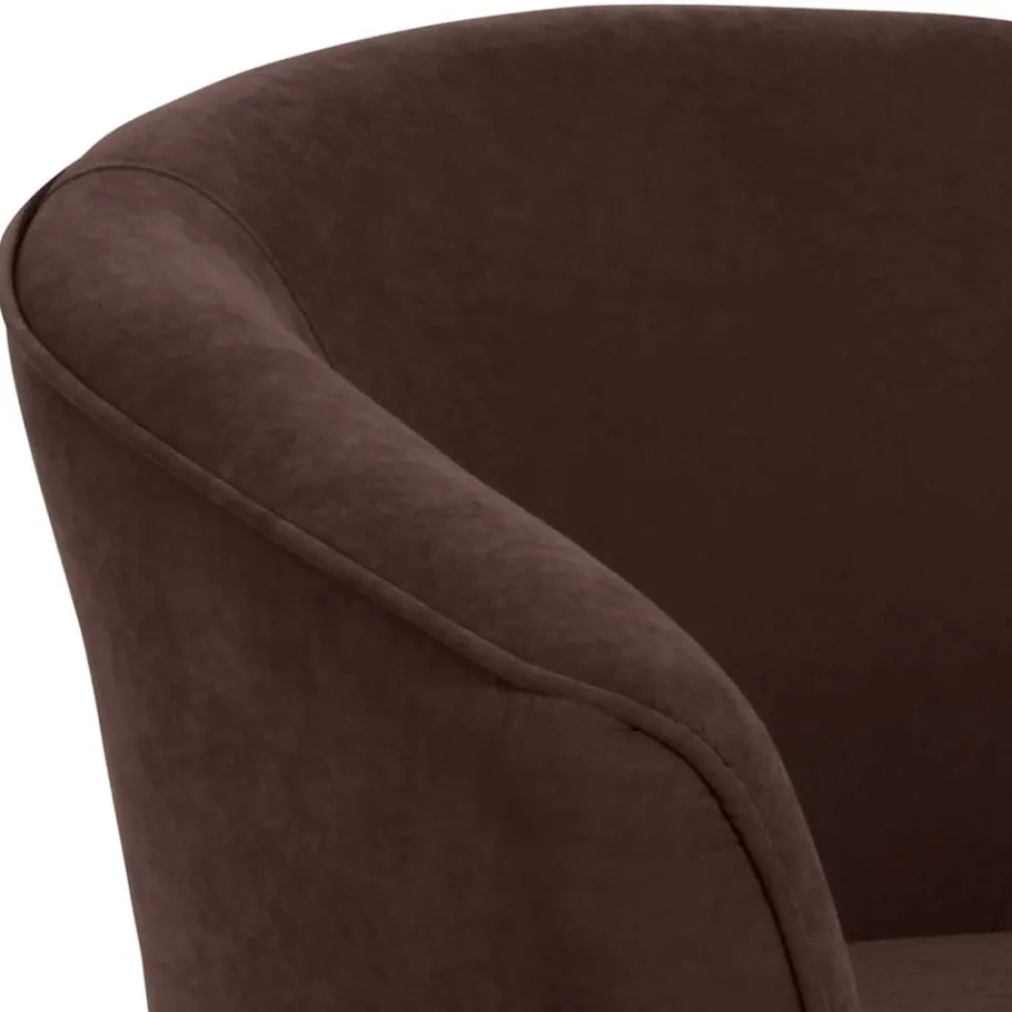 Clearance Wohnen Velours Polstersessel halbrund in Braun - Cazar