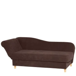 Sale Wohnen Velours Recamiere in Braun mit Buche - Curney