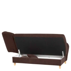 Sale Wohnen Velours Recamiere in Braun mit Buche - Curney