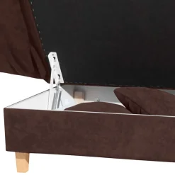 Sale Wohnen Velours Recamiere in Braun mit Buche - Curney