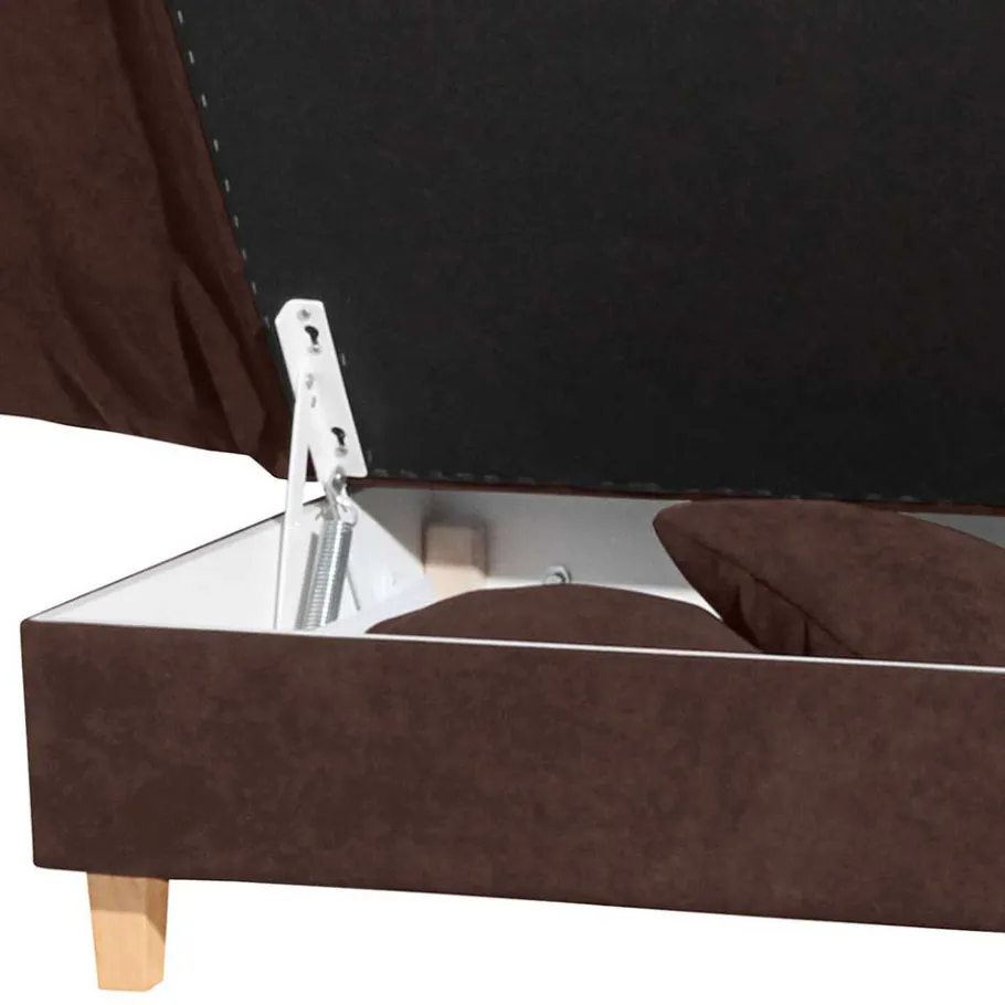 Sale Wohnen Velours Recamiere in Braun mit Buche - Curney