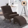 Best Wohnen Velours Sessel in Braun mit Nussbaumfarben - Vastonia