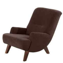 Best Wohnen Velours Sessel in Braun mit Nussbaumfarben - Vastonia