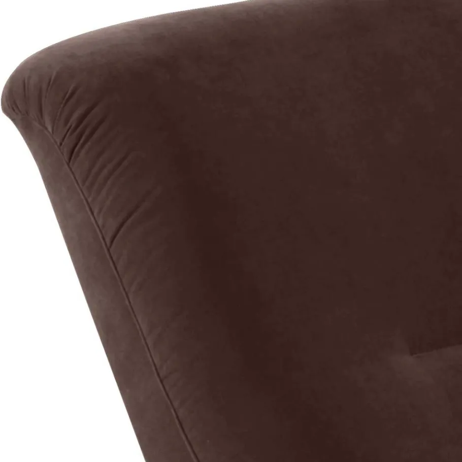 Best Wohnen Velours Sessel in Braun mit Nussbaumfarben - Vastonia