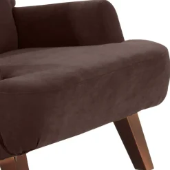 Best Wohnen Velours Sessel in Braun mit Nussbaumfarben - Vastonia