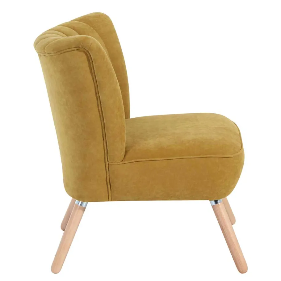 Clearance Wohnen Velours Sessel in Maisgelb und Buche - Barack