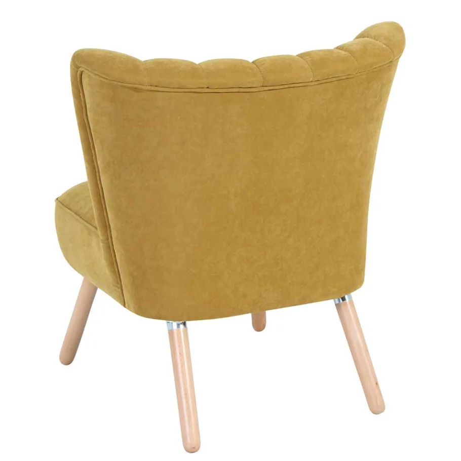 Clearance Wohnen Velours Sessel in Maisgelb und Buche - Barack